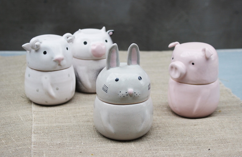 Bunny Jar With Lid Rabbit Ceramic Container 2023 Hare Etsy Sweden