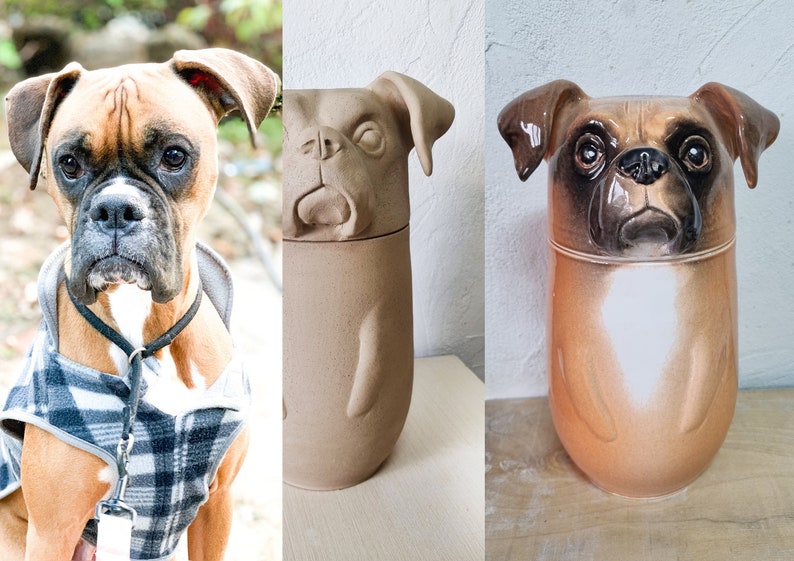 Custom Portrait Pet Urn for Ashes Personalized Dog Pottery Etsy