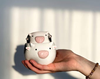 Animal Pottery Planter: Handmade Ceramic Cow, Pig, Sheep Succulent Dish
