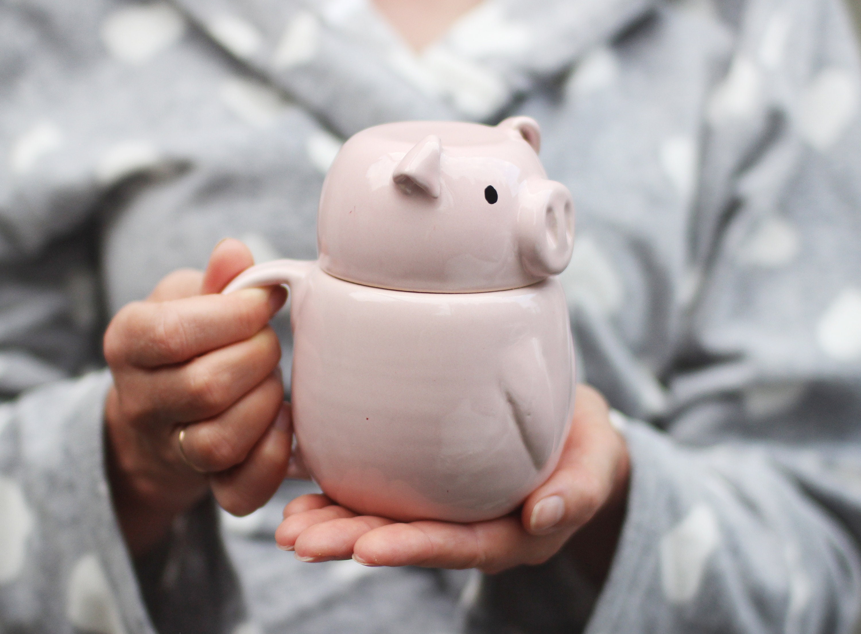 Pig Coffee Mug With Lid, Large Lidded Mug, Pottery Tea Cup, Animal Storage,  Cookie Jar With Handle, Mother's Day Gift - Etsy