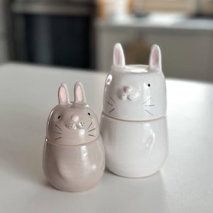 Bunny Jar With Lid, Rabbit Ceramic Container 2023, Hare Pottery Tea Coffee Sugar Canister, Kitchen Storage Bowl