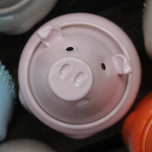 Pink Pig Cookie Jar Storage Bowl With Lid, Ceramic Pigs, Pottery Canister Coffee Tea Sugar, Symbol 2019 Kitchen Decor Ideas image 8