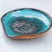 Turquoise And Black Spoon Rest, Pottery Ceramic Ladle Rest, Ocean Green with Black Dots Kitchen Spoon Holder, Small Plate Utensils 
