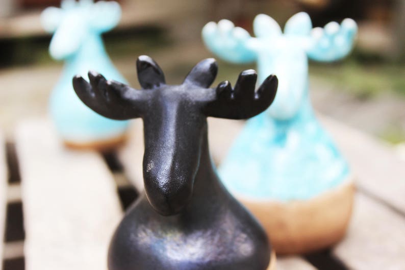 Elk Ceramic Figurine Small Moose Sculpture Stoneware Pottery Etsy