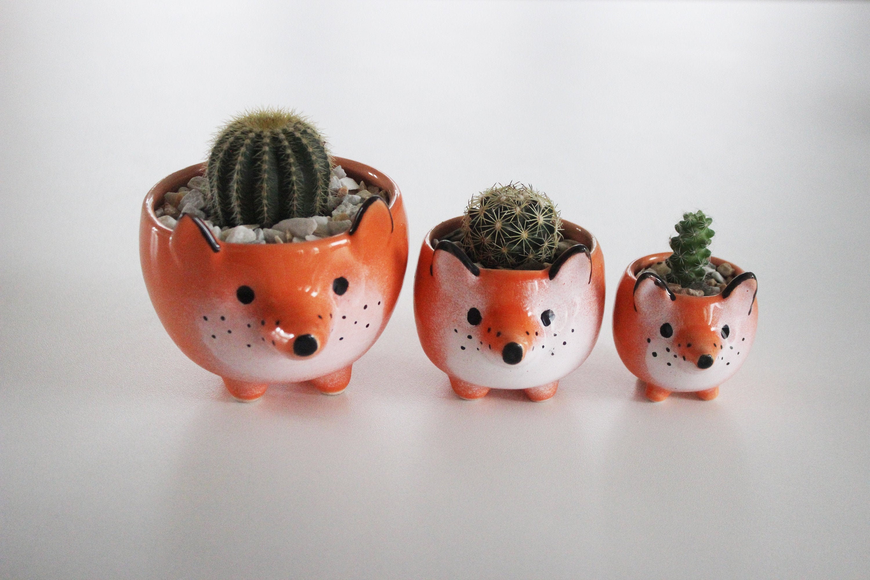 Fox Pottery Indoor Flower Pot | Red Orange Gray Cactus Dish | Small Ceramic  Wolf Succulent Seedling Planter | Housewarming Gift - Etsy, image size:3000x2000
