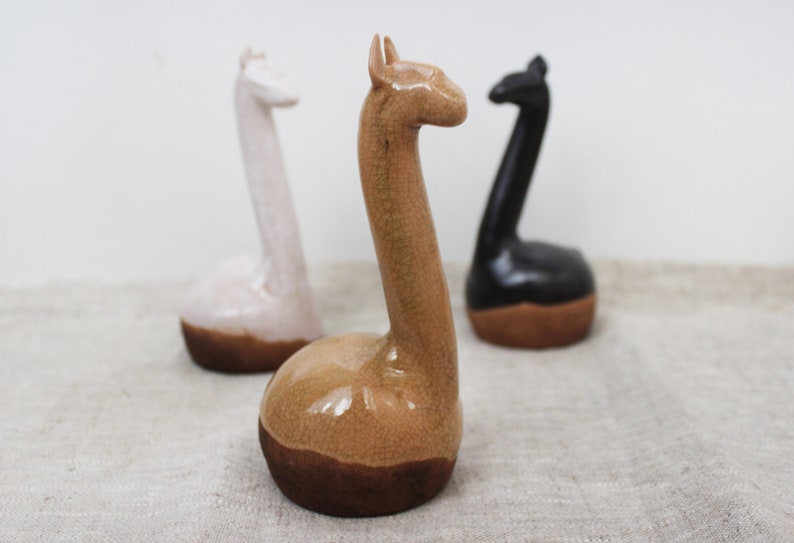 Llama Alpaca Ceramic Figurine Black and White Lama Pottery Etsy