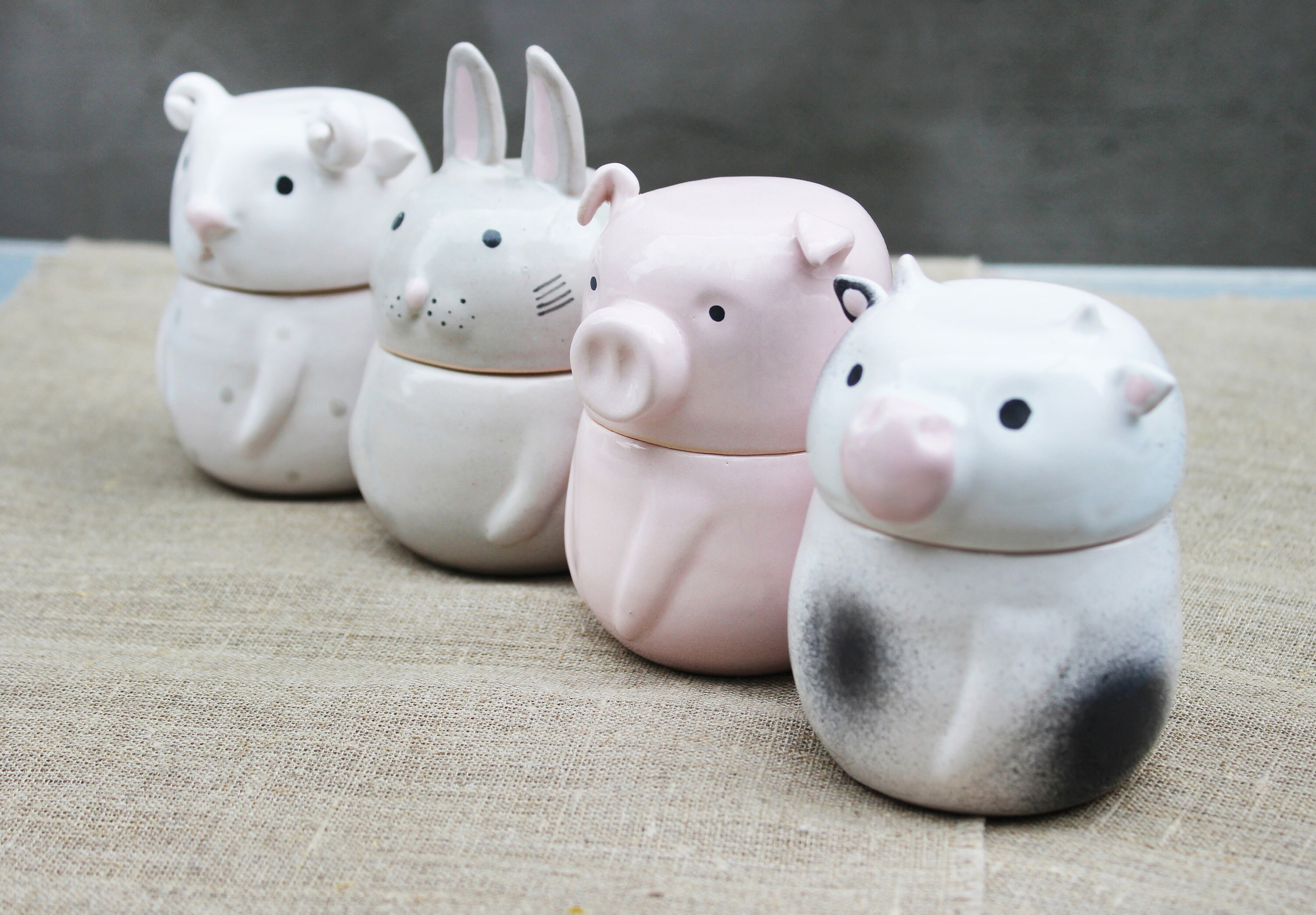Storage Container Set of 4 with Domestic Animals Cow Pig Etsy