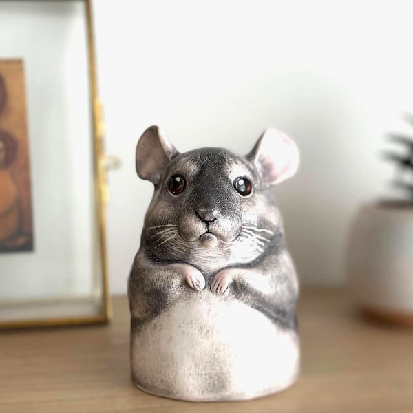 Custom Pet Urn for Ashes | Personalized Pottery Container with Lid | Rabbit Hamster Otter Chinchilla Parrot Turtle Portrait | Pet Loss Gift