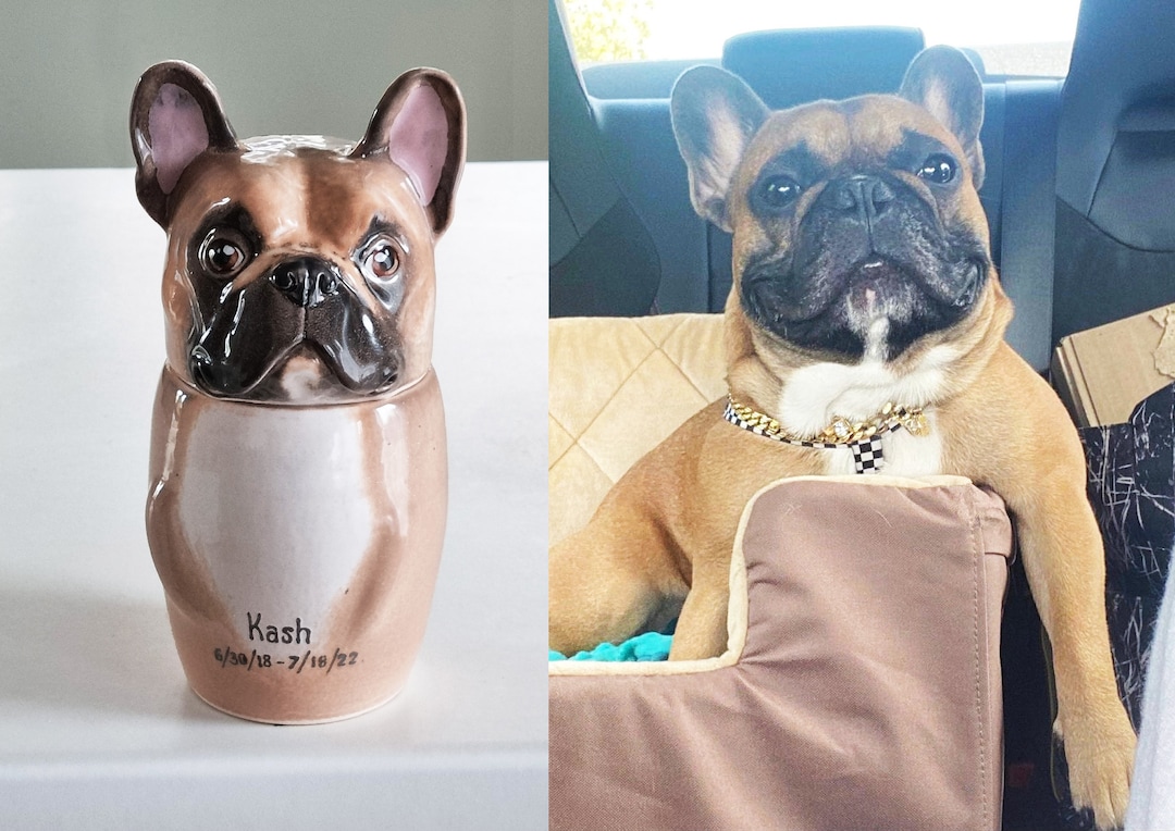 Custom Portrait Pet Urn for Ashes Personalized Dog Pottery