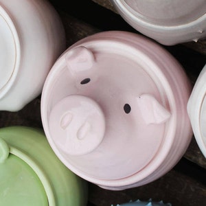 Pink Pig Cookie Jar Storage Bowl With Lid, Ceramic Pigs, Pottery Canister Coffee Tea Sugar, Symbol 2019 Kitchen Decor Ideas image 9