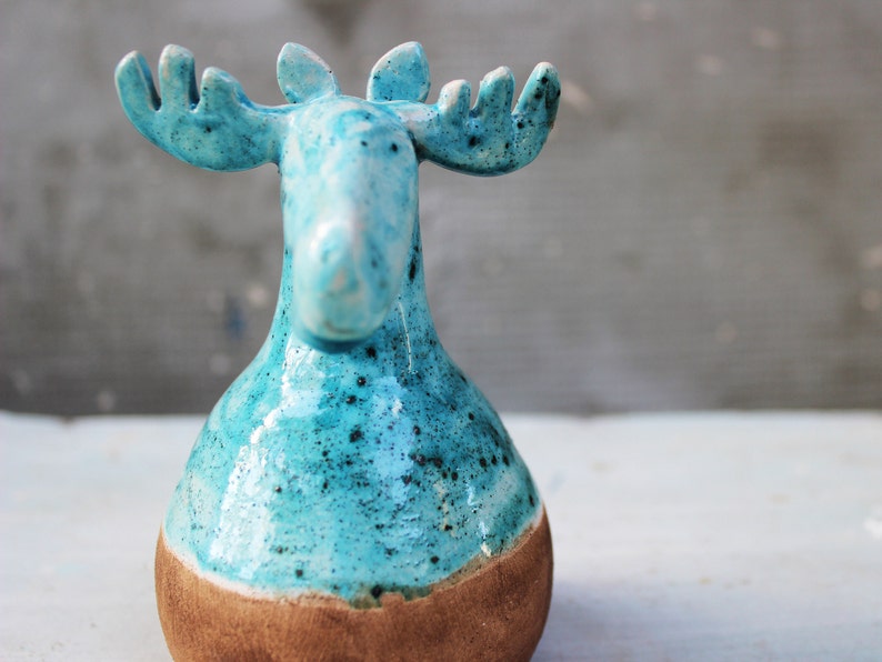 Elk Ceramic Figurine Small Moose Sculpture Stoneware Pottery Etsy