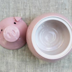 Pink Pig Cookie Jar Storage Bowl With Lid, Ceramic Pigs, Pottery Canister Coffee Tea Sugar, Symbol 2019 Kitchen Decor Ideas image 6