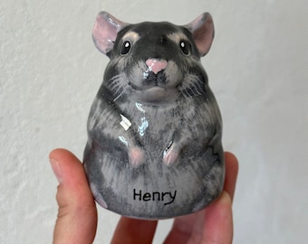 Custom Pet Urn for Ashes | Personalized Pottery Container with Lid | Rabbit Hamster Otter Chinchilla Parrot Turtle Portrait | Pet Loss Gift
