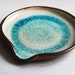 Arctic Ice Water Blue Crackle Spoon Holder, Ceramic Rustic Spoon Rest, Pottery Light Blue and Black Spoon Dish 