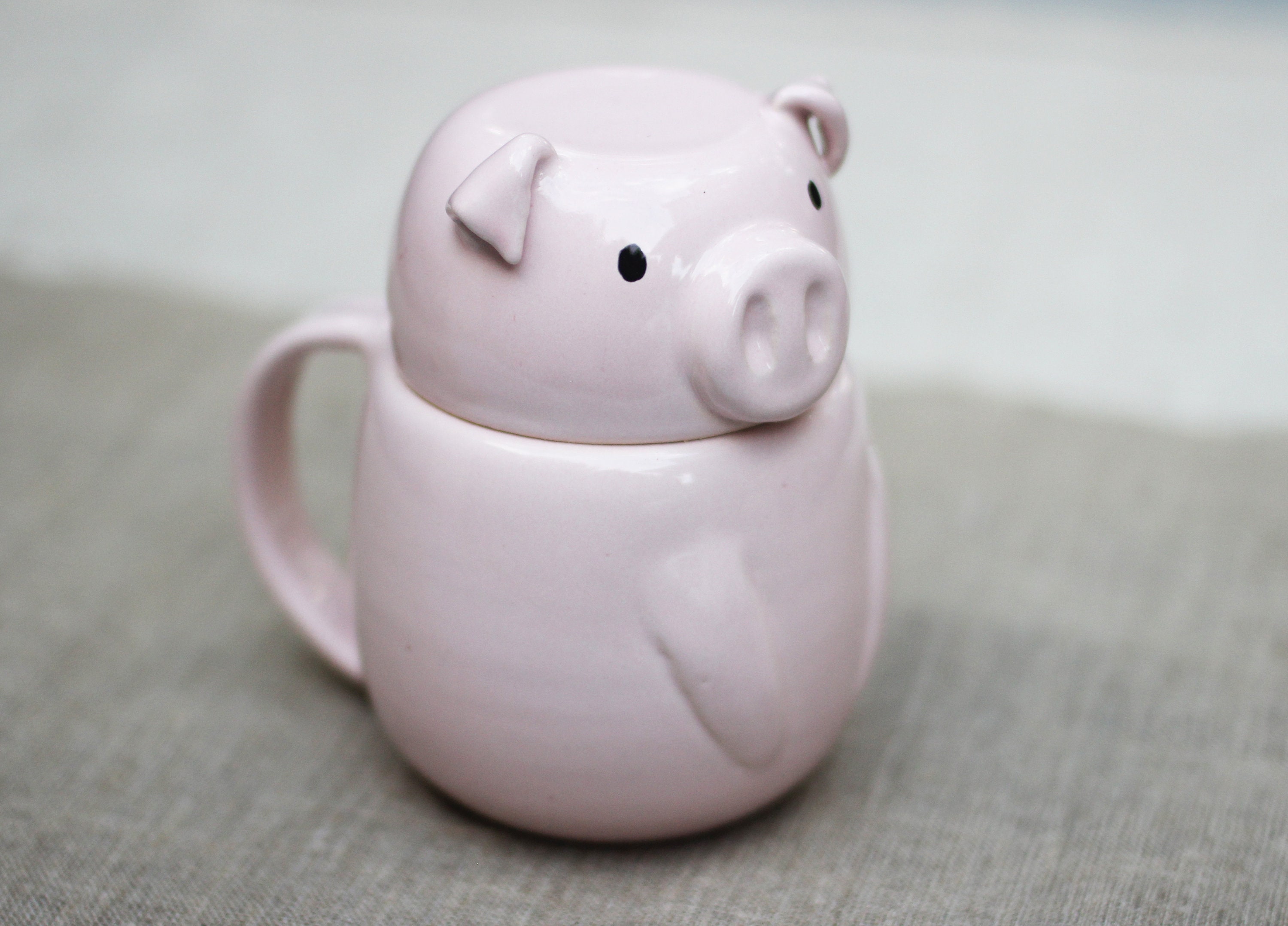 Pig Coffee Mug With Lid, Large Lidded Mug, Pottery Tea Cup, Animal Storage,  Cookie Jar With Handle, Mother's Day Gift - Etsy