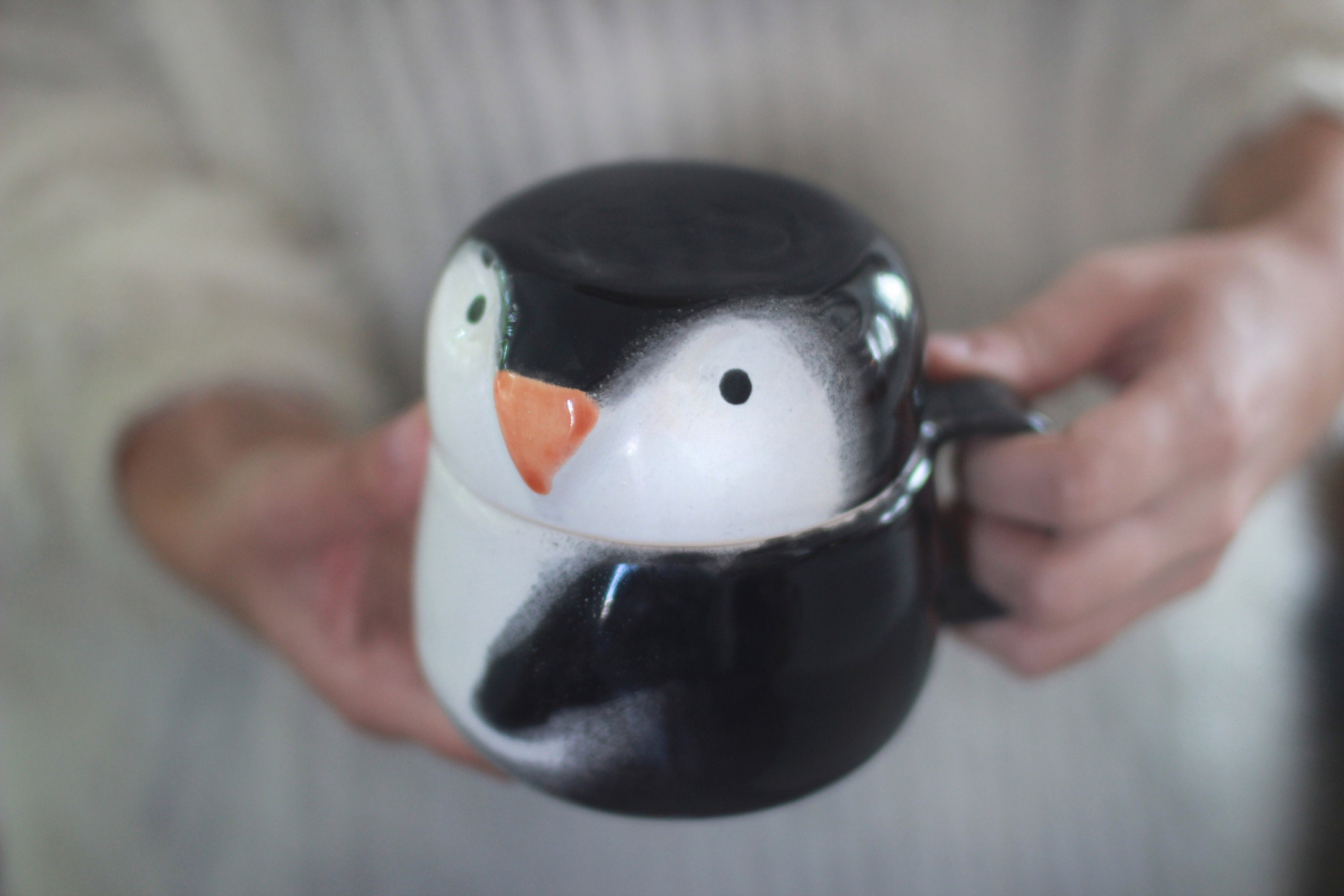 Animal-shaped Mug - Black/penguin - Home All