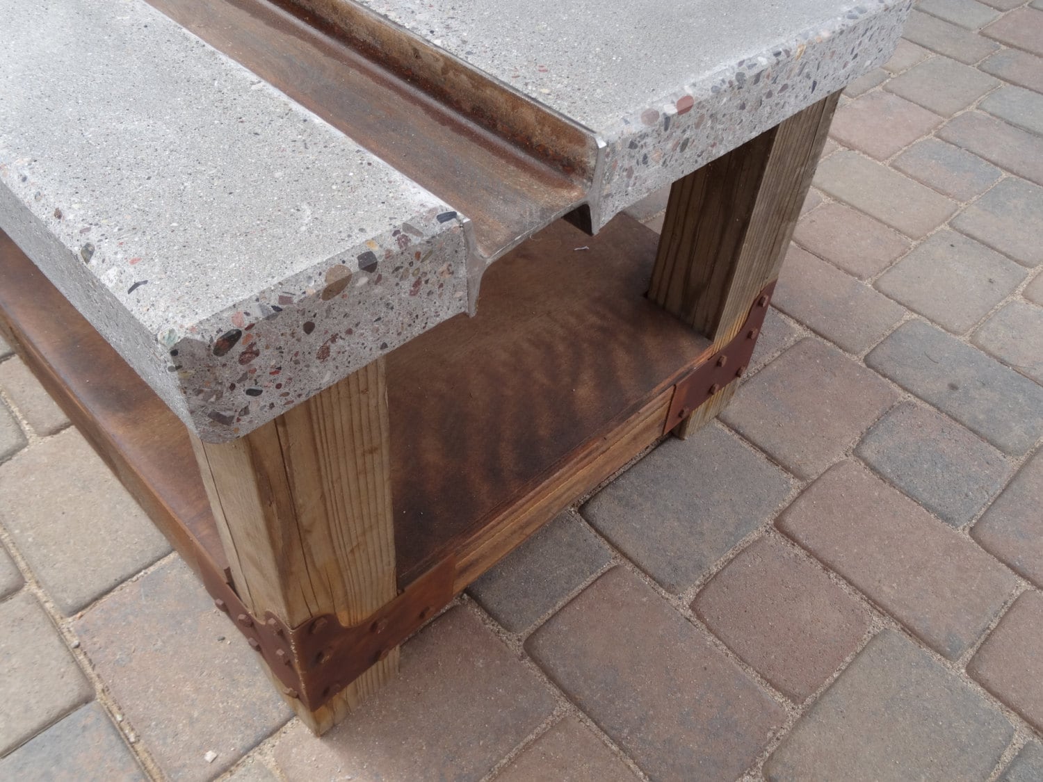 Polished concrete coffee table with steel Ibeam Etsy