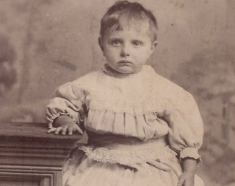 1880s Portrait of a Little Boy in a Dress CDV Photo - Carte de Visite Antique Vintage Victorian Edwardian Burnley England