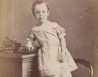 1860s Portrait of a Little Boy in a Dress CDV Photo - Carte de Visite Antique Vintage Victorian Edwardian Ilkley England