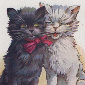 Original 1900s Cats Artist A. Wuyts Signed Illustrated Postcard - Vintage Cat Victorian Edwardian Litho Chromo Anthropomorphic
