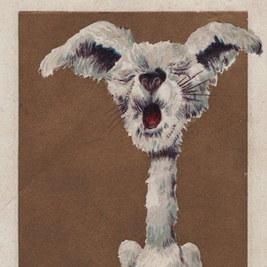 Postal ilustrada firmada por un artista de cómics canino original de la década de 1910: terrier antiguo vintage
