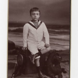 1890s Little Boy & Poodle CDV Photo - Carte de Visite Antique Vintage Victorian Edwardian Dog Gand Belgium