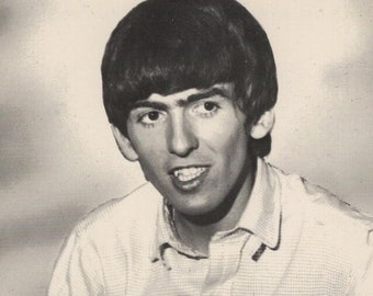 Original 1960s George Harrison The Beatles Advertising Postcard