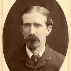 Original 1880s Man With Large Moustache CDV Photo - Carte de Visite Antique Vintage Victorian
