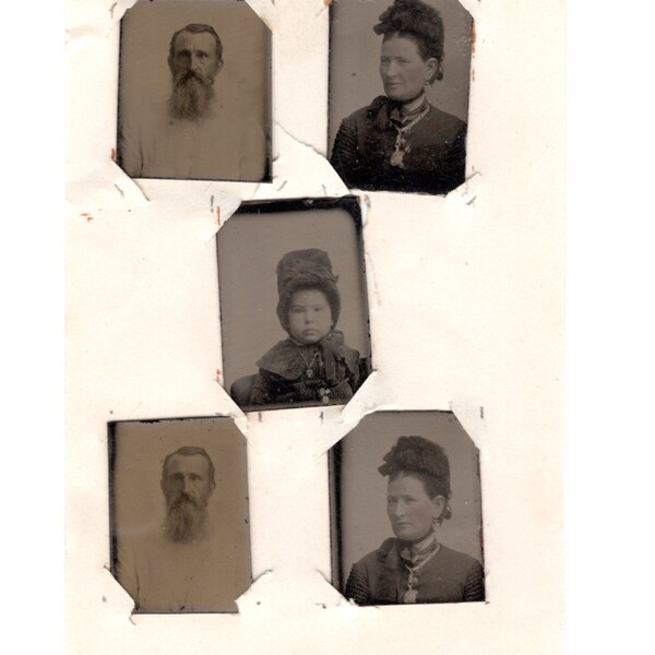 Original 1860s 5 Gem Tintypes CDV Photo - Carte de Visite Antique Vintage Victorian Edwardian Women Fashion