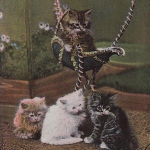 Cartolina antica originale del 1900 "Darling Kittens" - Gatto soriano vittoriano edoardiano d'epoca