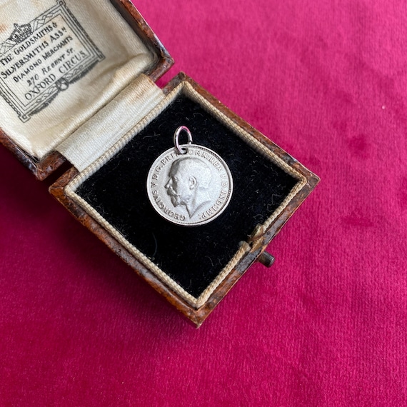 Original 1920s Sterling Silver Three Penny Love Token Charm With