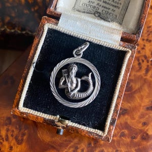 Pingente original de prata esterlina 925 Netuno da década de 1970 - Joia vintage River God Talisman
