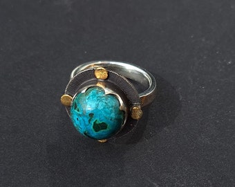 Speciaal gemaakt! Zilveren ring met chrysocolla