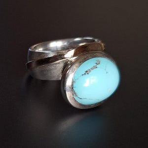 Solid silver ring with turquoise