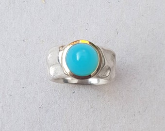 Silberring mit Goldfassung und Chalcedon