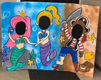 Mermaid Party- Pirate Party- Mermaid Birthday- Pirate Birthday- Mermaids Photo Op- Pirate Photo Op- Mermaid Pirate cutout-Pirates Decor
