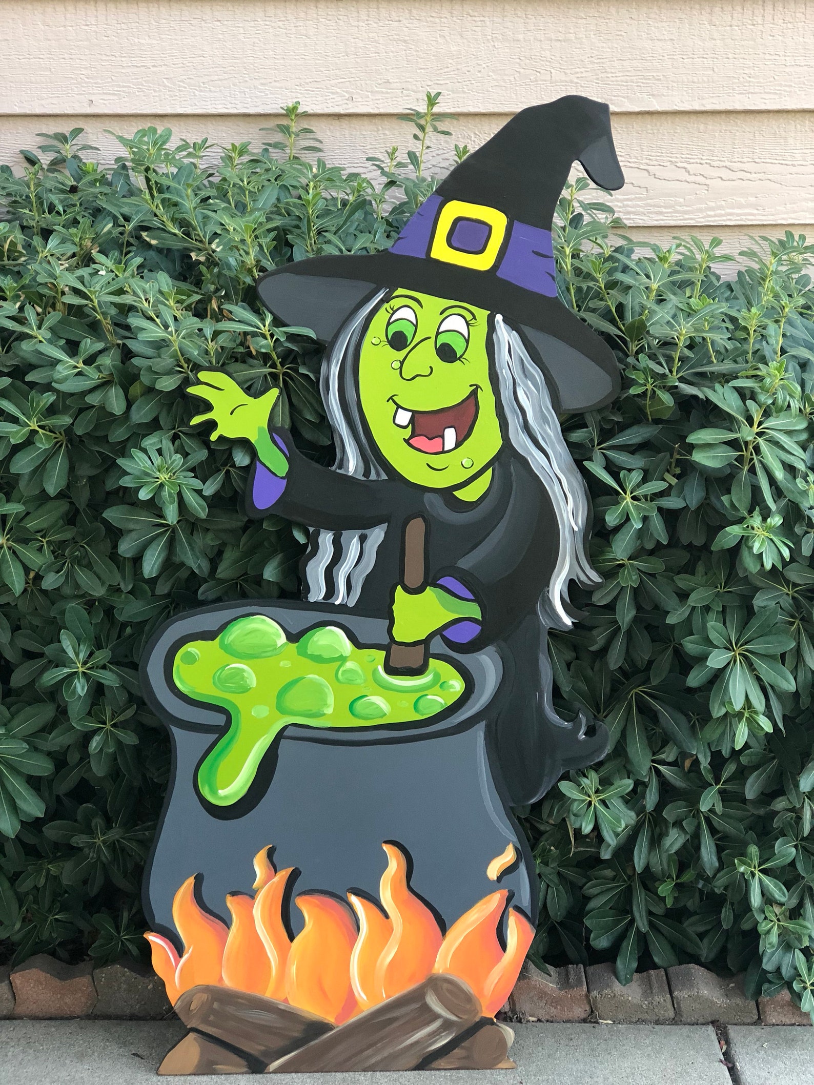 Halloween wood Decoration Halloween Yard Decor Witch Decor Etsy