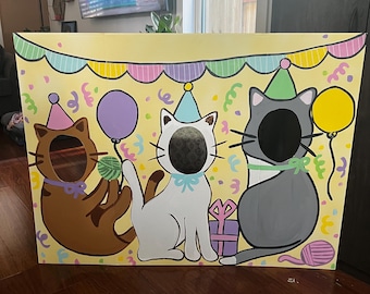 Cat Photo Booth Prop – Birthday Party Decoration, Kitten Face Cutout