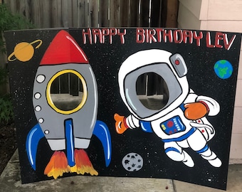 Astronaut Photo Booth Prop – Outer Space Birthday Party Backdrop