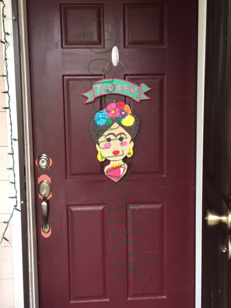 Frida Wall Hang Frida Kahlo Wreath-Frida Door Hanger Frida Kahlo Decor Kitsch Art Mexican Folk Art-Mexican Kitsch Frida Wall Door Sign
