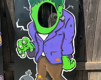 4-Foot Frankenstein Wood Yard Art – Hand-Painted Weatherproof Halloween Decor