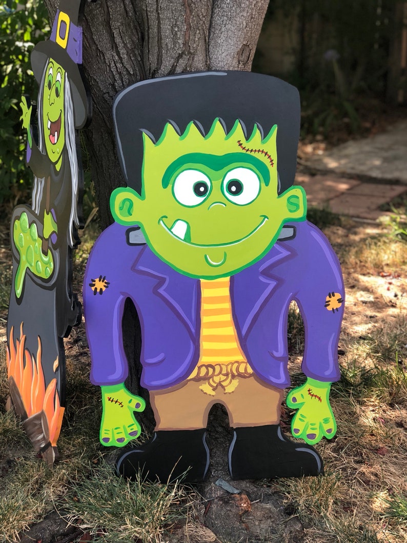 Halloween Yard Art Frankenstein Yard Sign Outdoor Halloween Etsy