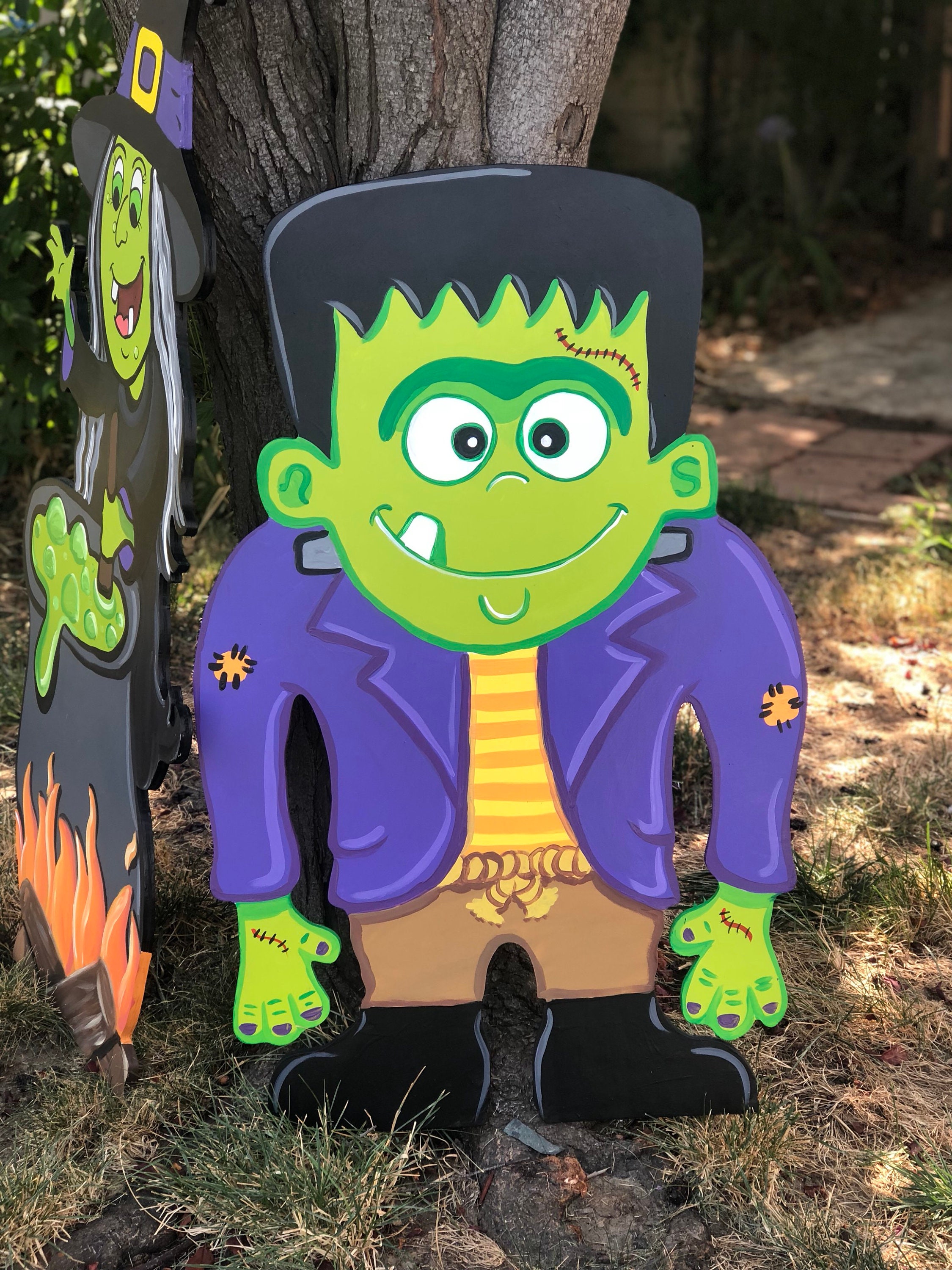 Halloween yard art frankenstein yard sign outdoor halloween Etsy