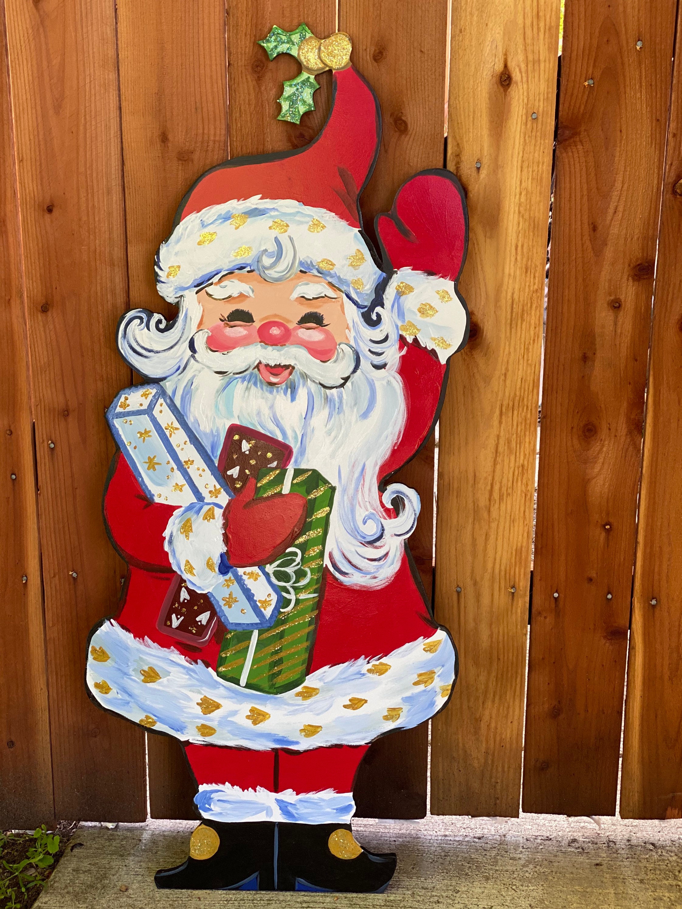 Cute Christmas Decor, Santa Claus & Co Skate Rental, Vintage Christmas,  Large Canvas Signs, Vintage Holiday Signs, Santa Claus Art, Skating 