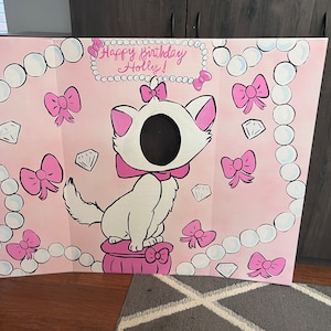 Cat Party- Cat Birthday- Cat Decoration- Kitty Party- Marie Party- Girl Birthday- Girl Party- Pink Birthday- Cat face in hole- Cat cutout-
