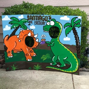 Dinosaur Birthday Dinosaur Party Dinosaur Cutout Dinosaur Photo Op Dinosaur Photo Prop Prehistoric Party Dino Face In The Hole Dinos image 1