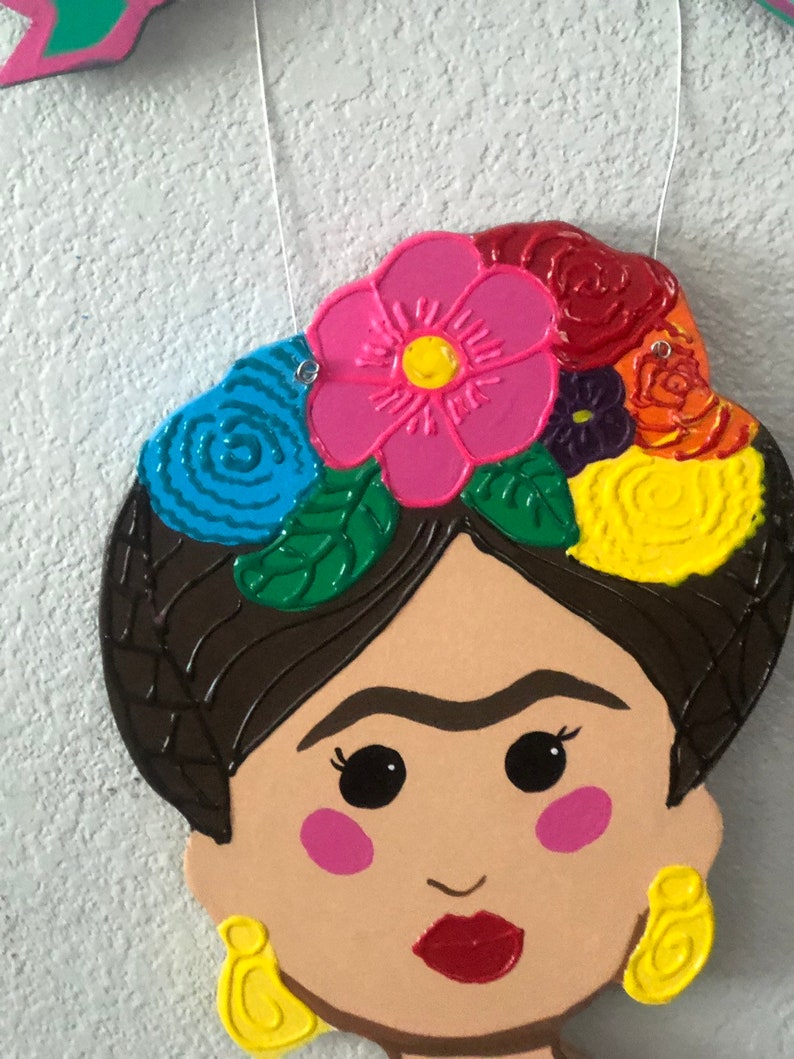 Frida Wall Hang Frida Kahlo Wreath-Frida Door Hanger Frida Kahlo Decor Kitsch Art Mexican Folk Art-Mexican Kitsch Frida Wall Door Sign