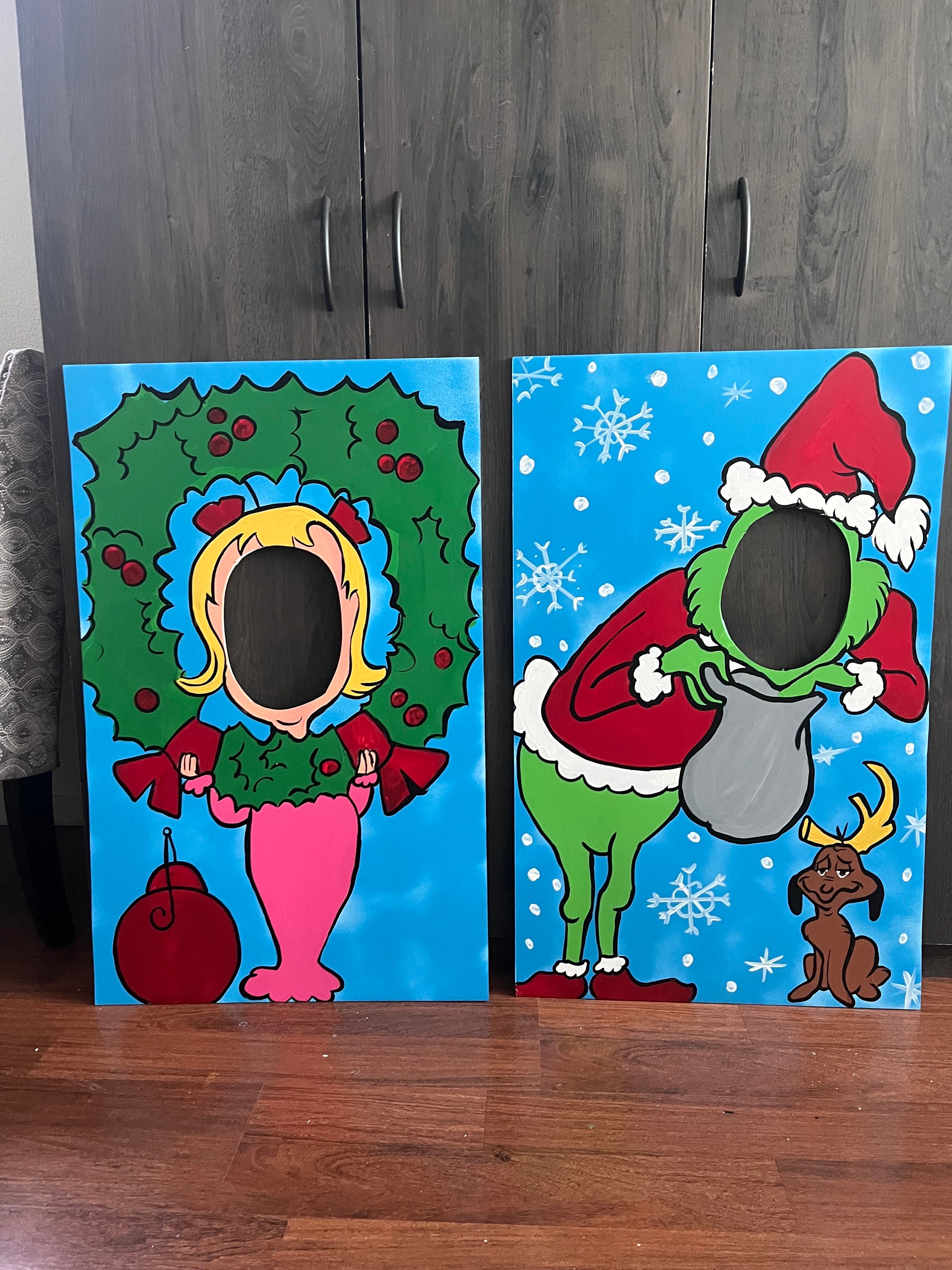 Christmas Party Prop- Christmas Face in Hole- Christmas Photo Booth ...