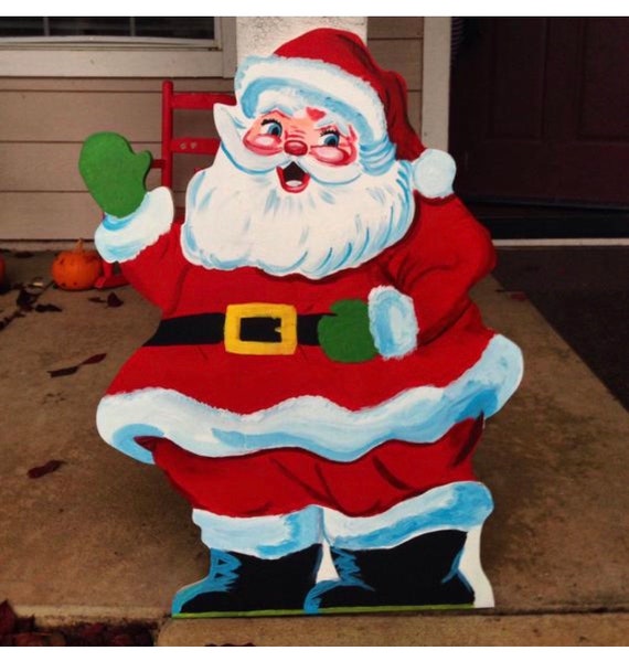 Santa Claus sign- Vintage Christmas- Old Fashioned Look- Christmas Yard  Decor- Vintage Santa- Outdoor Santa- christmas yard art- retro santa