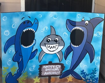 Shark Photo Booth Prop – Birthday Beach Swim Party Backdrop